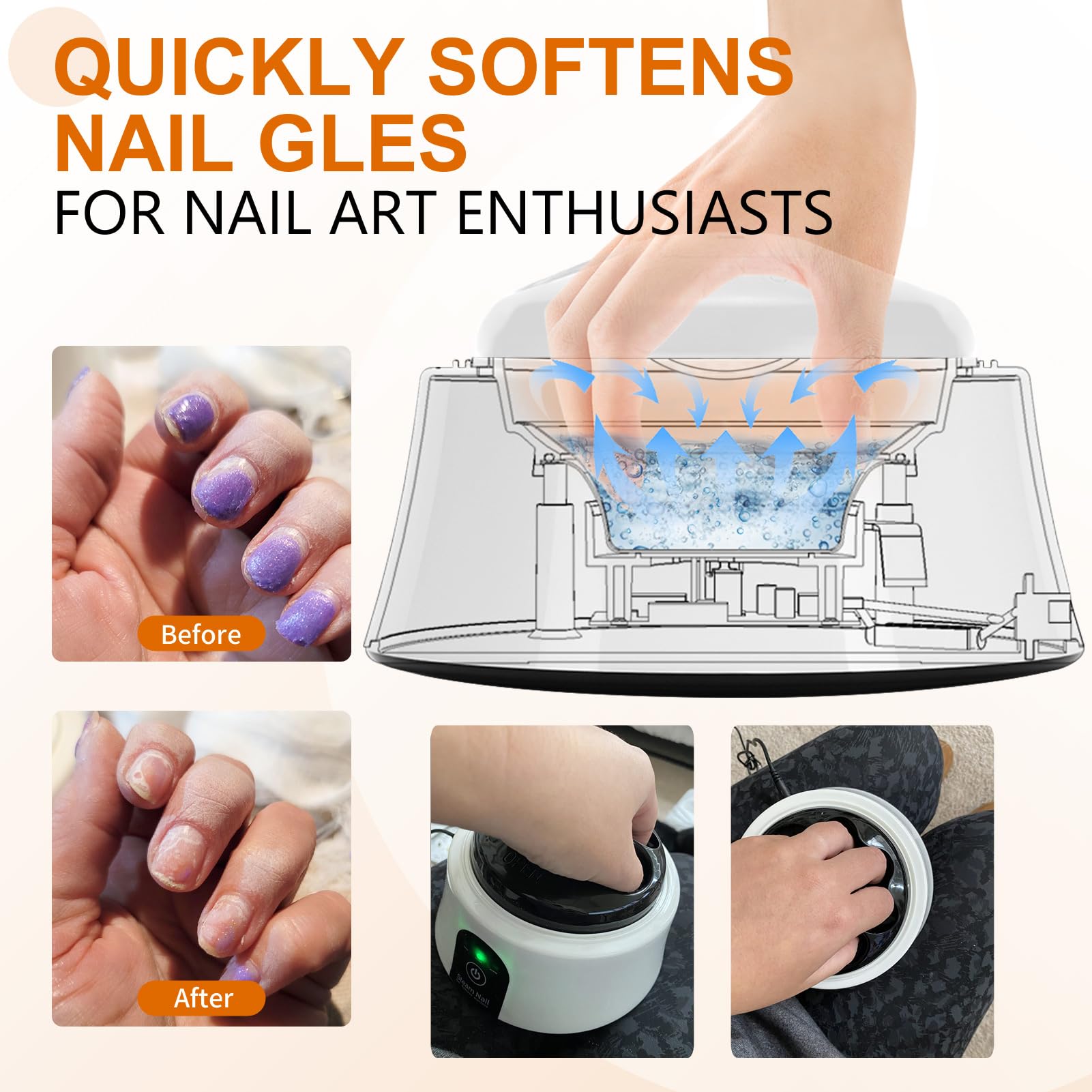 IBNG Nail Soaking Bowl – Electric Soak Off for Gel, Acrylic & Dip Powder (White)