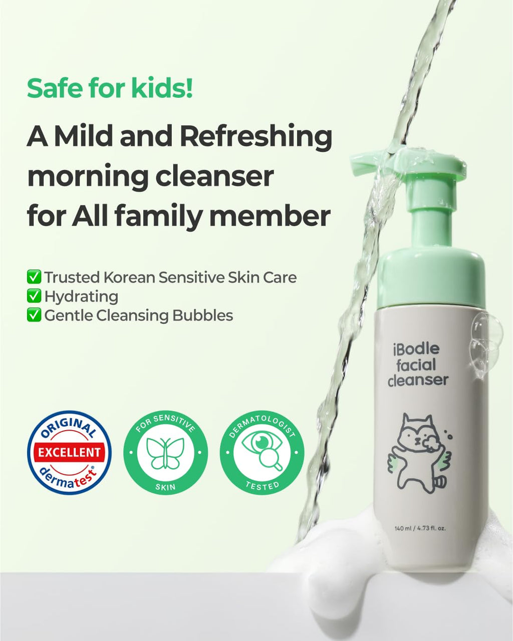 iBodle Facial Foaming Cleanser – Tear-Free, Low-Irritant Korean Skincare for Sensitive Skin