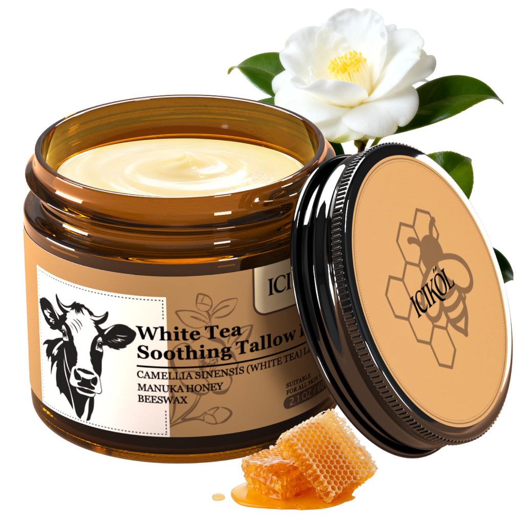 ICIKOL Beef Tallow Honey Balm | Grass-Fed Tallow Moisturizer for Face & Body – 2.1 oz