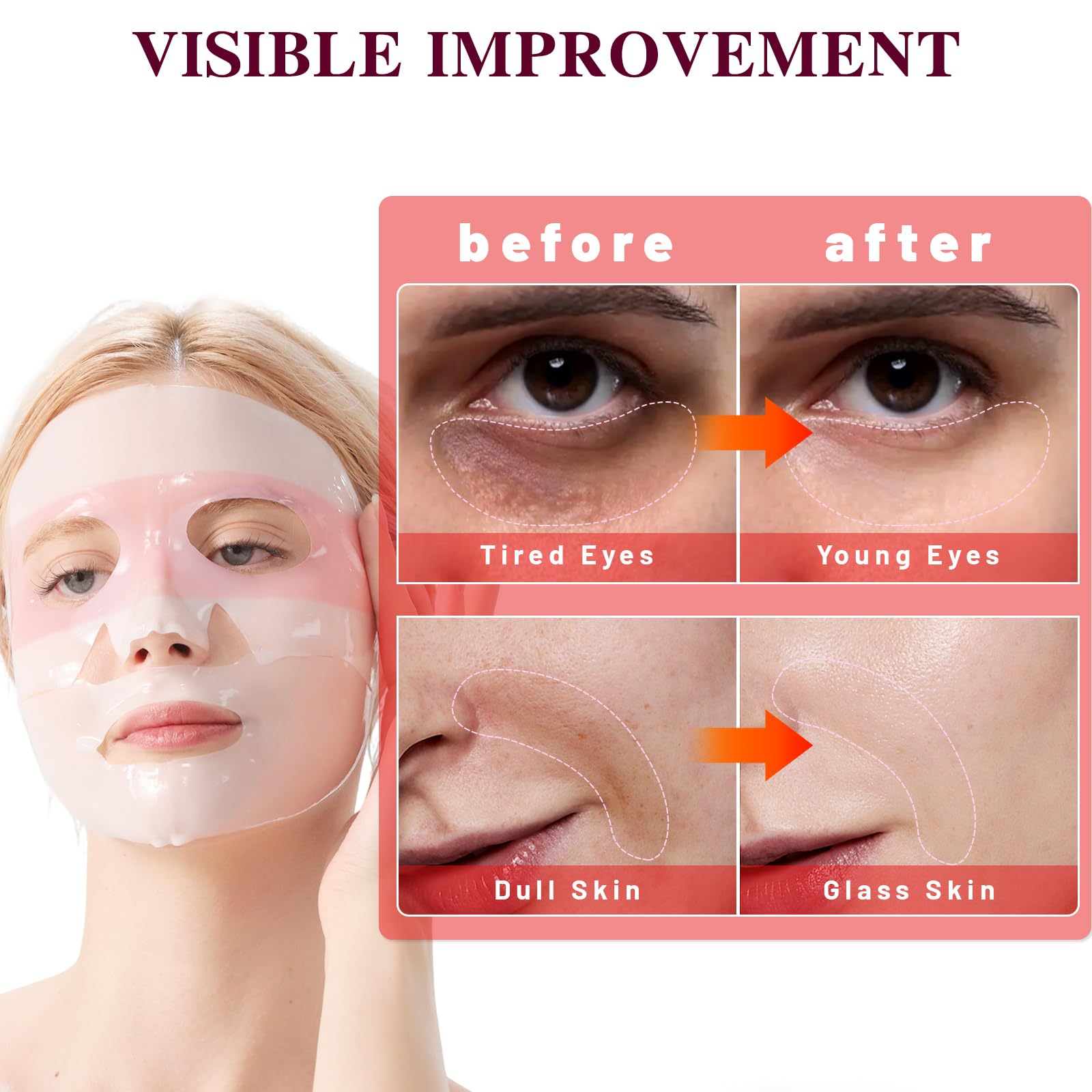 ICIKOL Collagen Face Mask with Ginseng & Peptides – 4 Sheets