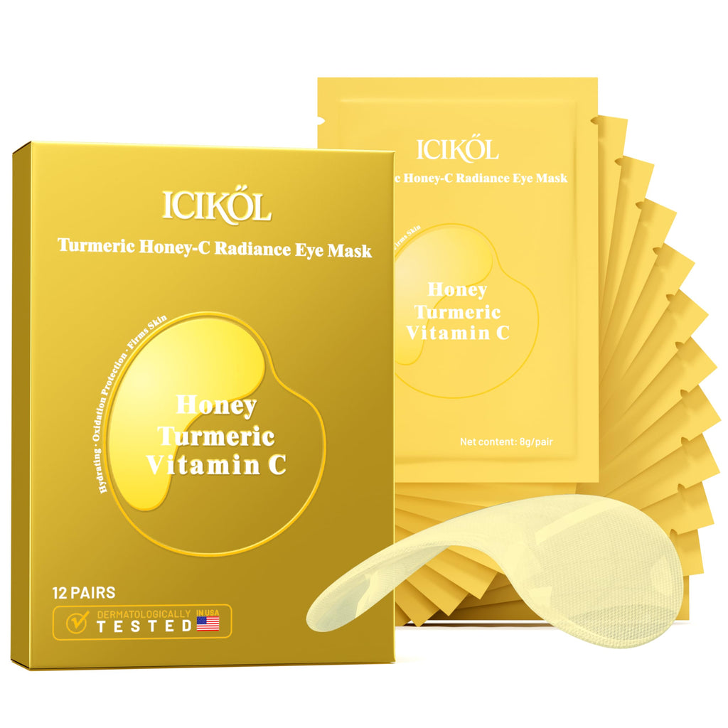 ICIKOL Collagen Under Eye Patches with Turmeric – Hydrating Undereye Mask (12 Pairs)