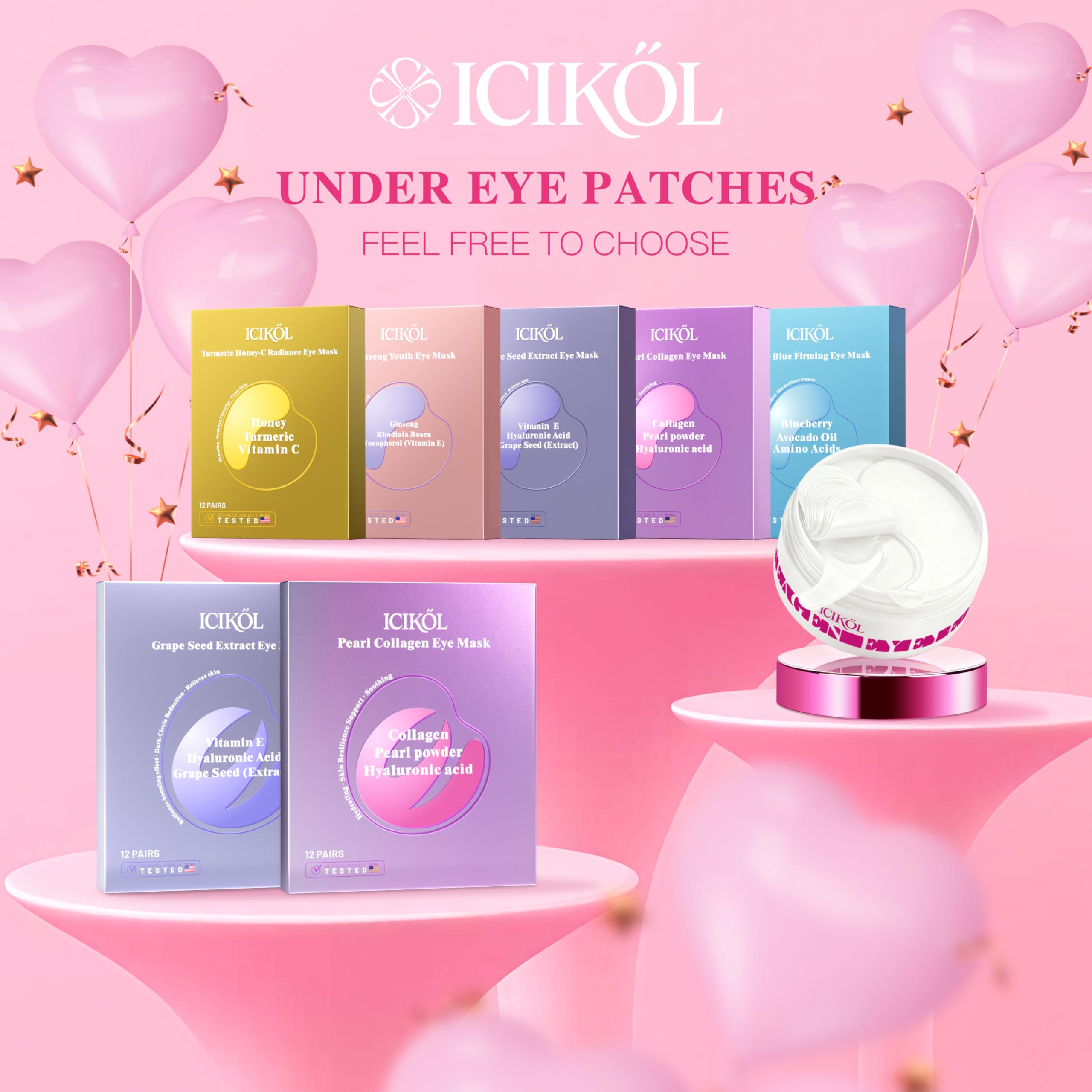 ICIKOL Under Eye Patches with Collagen – Deep Hydration Hydrogel Mask for Puffy Eyes & Dark Circles (30 Pairs)