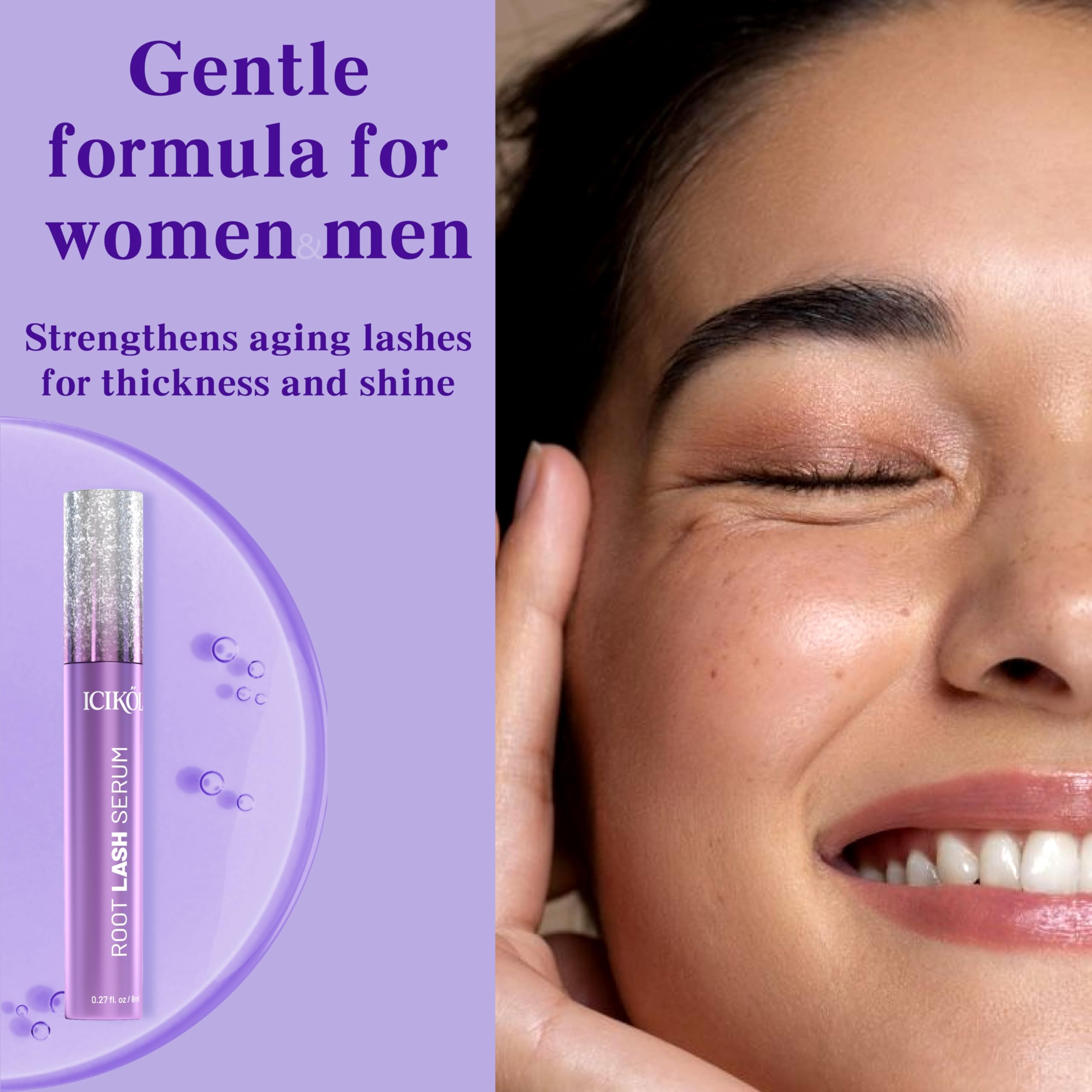 ICIKOL Eyelash Growth Serum – Peptide & Vitamin Formula, Vegan & Cruelty-Free