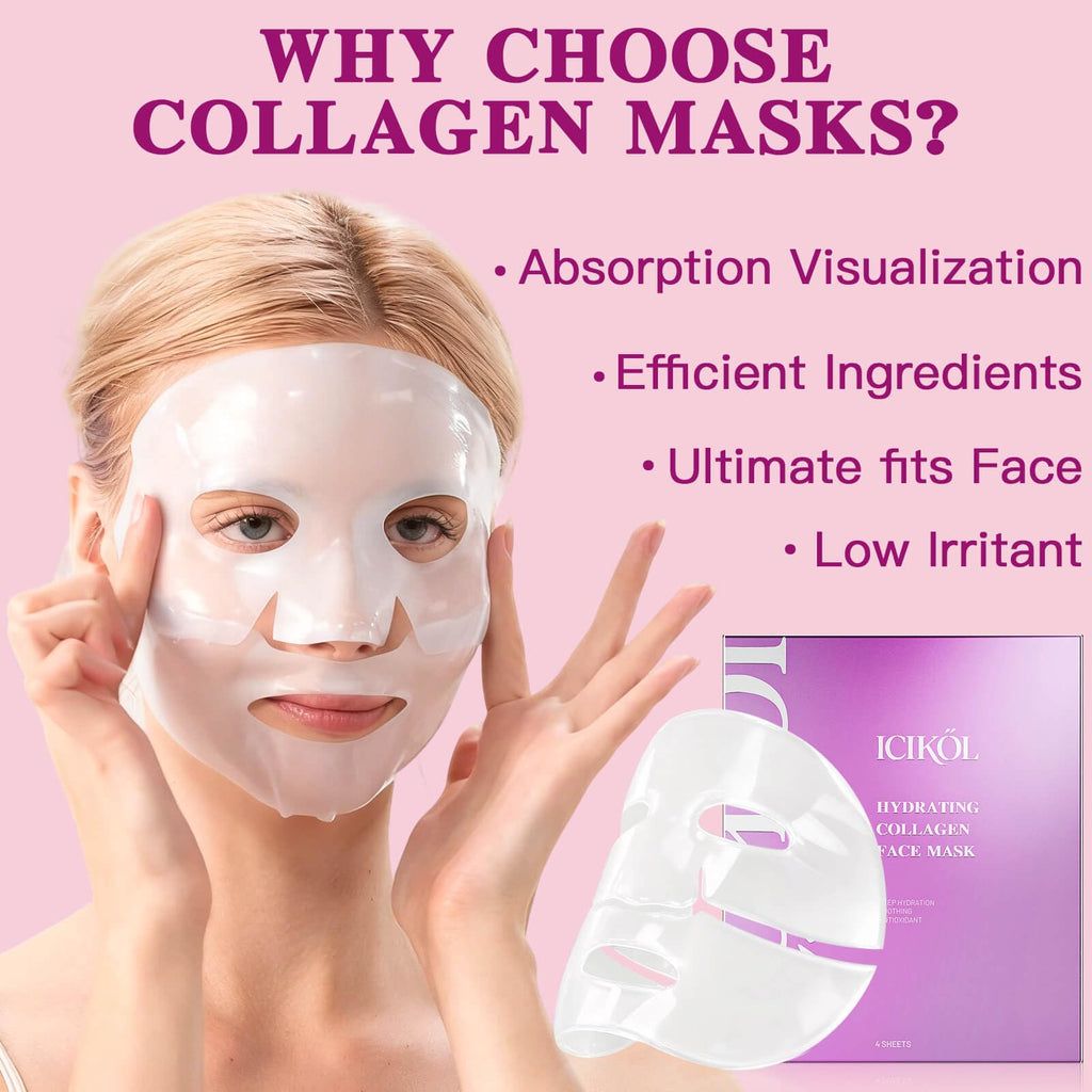 ICIKOL Overnight Collagen Mask - Deep Hydration & Glass Skin (4 Sheets)