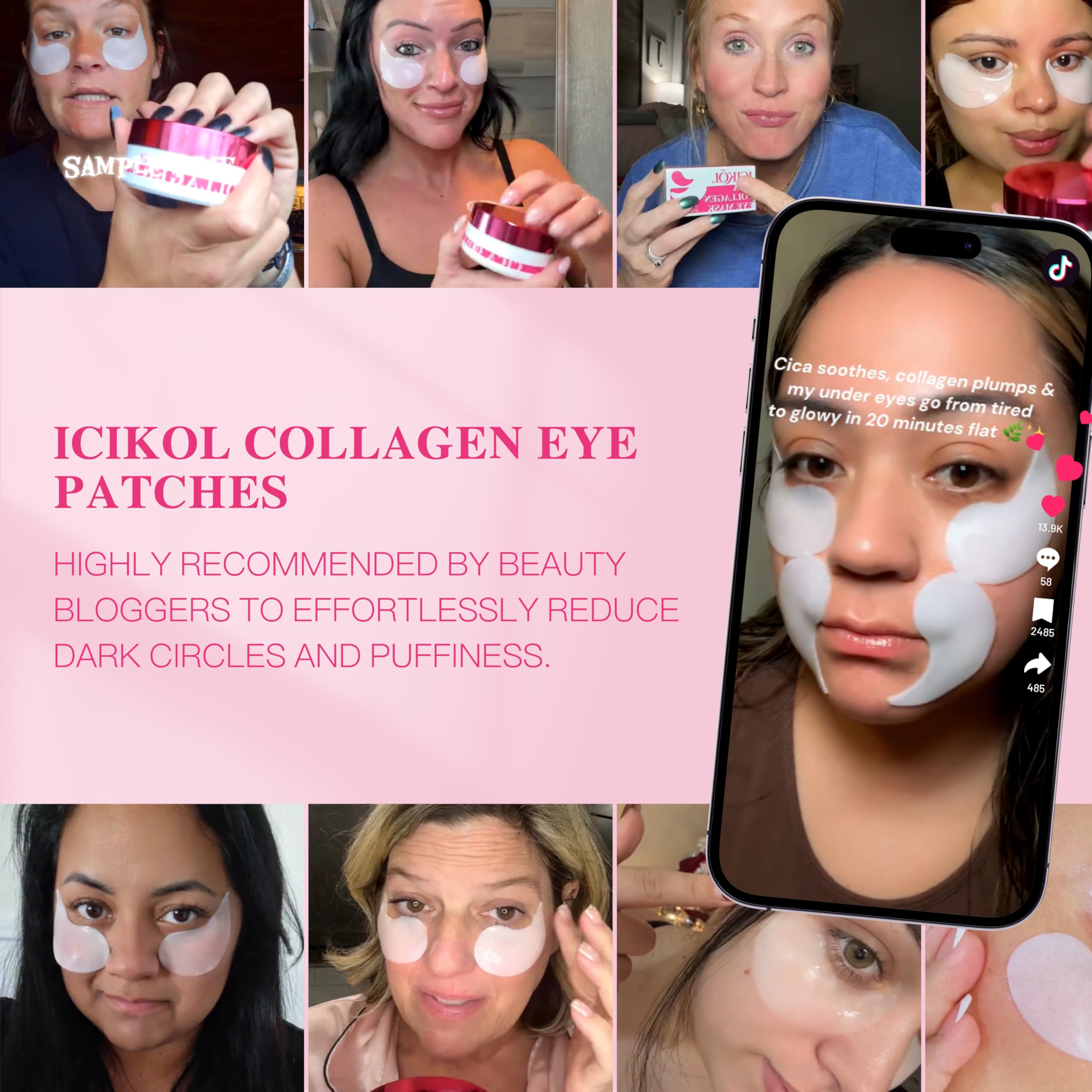 ICIKOL Under Eye Patches with Collagen – Deep Hydration Hydrogel Mask for Puffy Eyes & Dark Circles (30 Pairs)