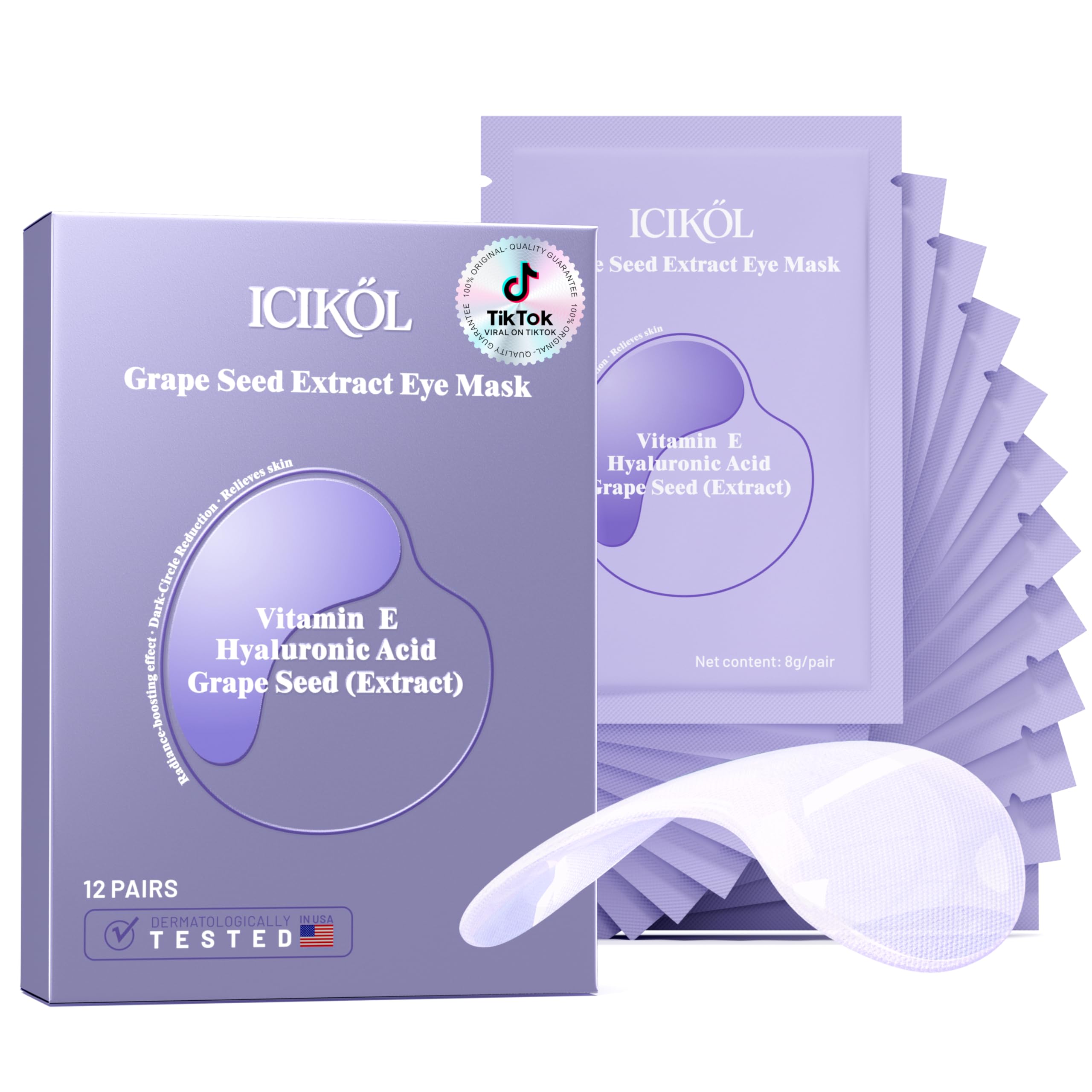 ICIKOL Collagen Under Eye Patches – Puffy Eyes & Dark Circles, Deep Hydration (12 Pairs)