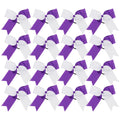 ICObuty Cheer Bows 6 Inch Ponytail Holder – White & Purple, 16 Pcs