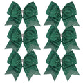 ICObuty 8-Inch Forest Green Cheerleader Bows with Rhinestones – 6 Pack Ponytail Holders