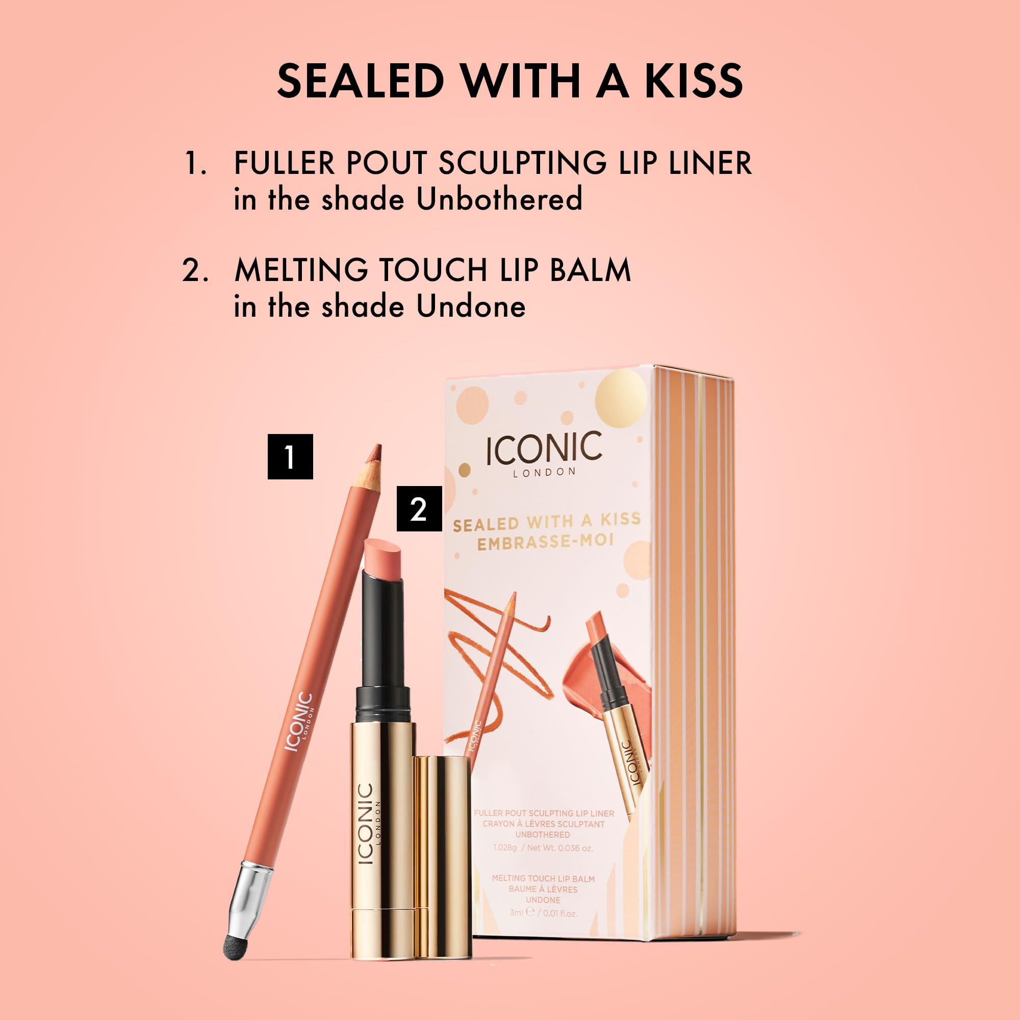ICONIC LONDON Sealed with a Kiss Gift Set – Melting Touch Lip Balm & Fuller Pout Sculpting Liner