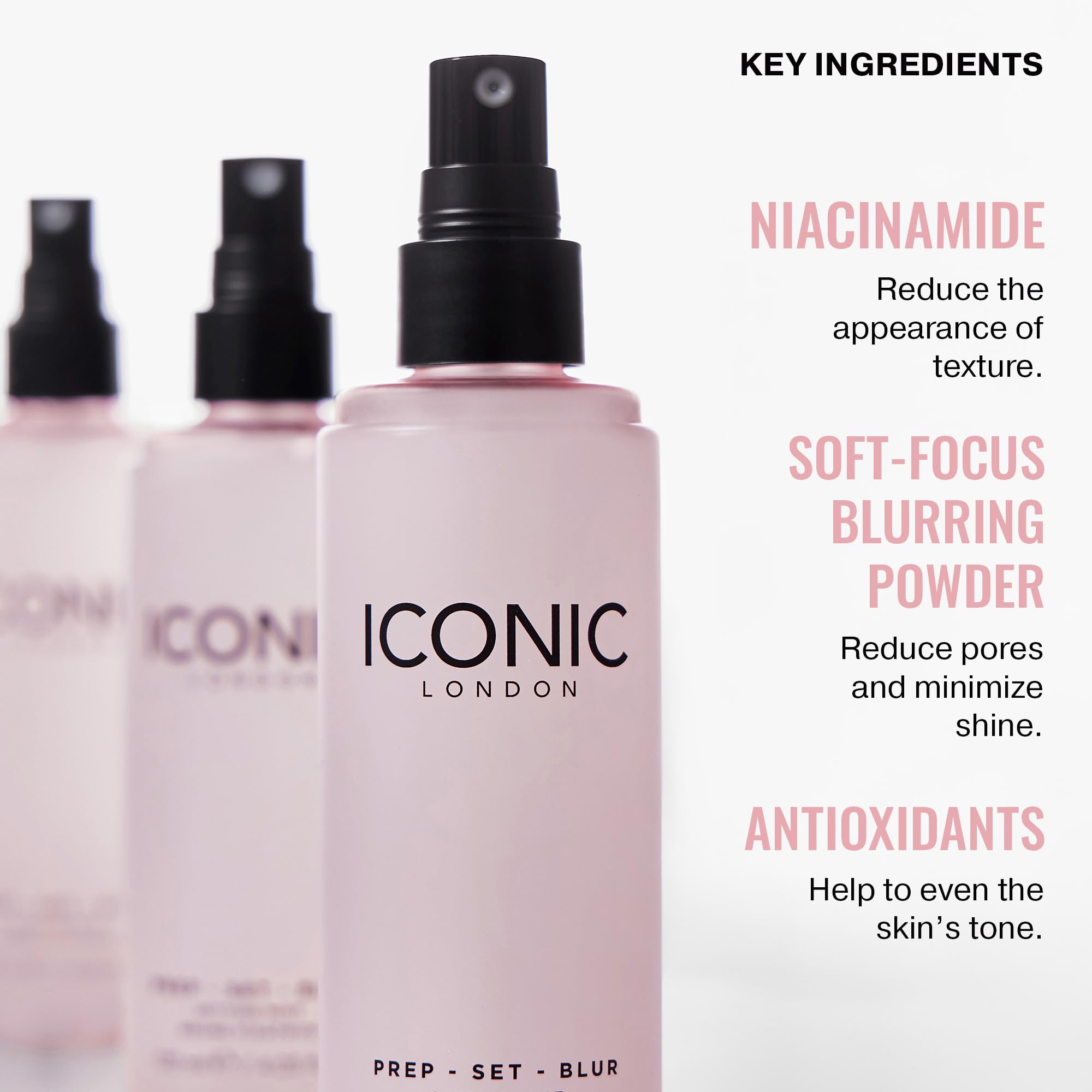 ICONIC LONDON Prep Set Blur Setting Spray – Weightless Makeup Fixer for Radiant Soft-Focus Skin (120 ml)