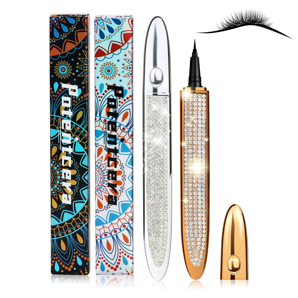 ICORIC Liquid Eyeliner Pen Waterproof & Magnetic Lash Glue Pen, No Blooming, Quick-Dry, Pack of 2