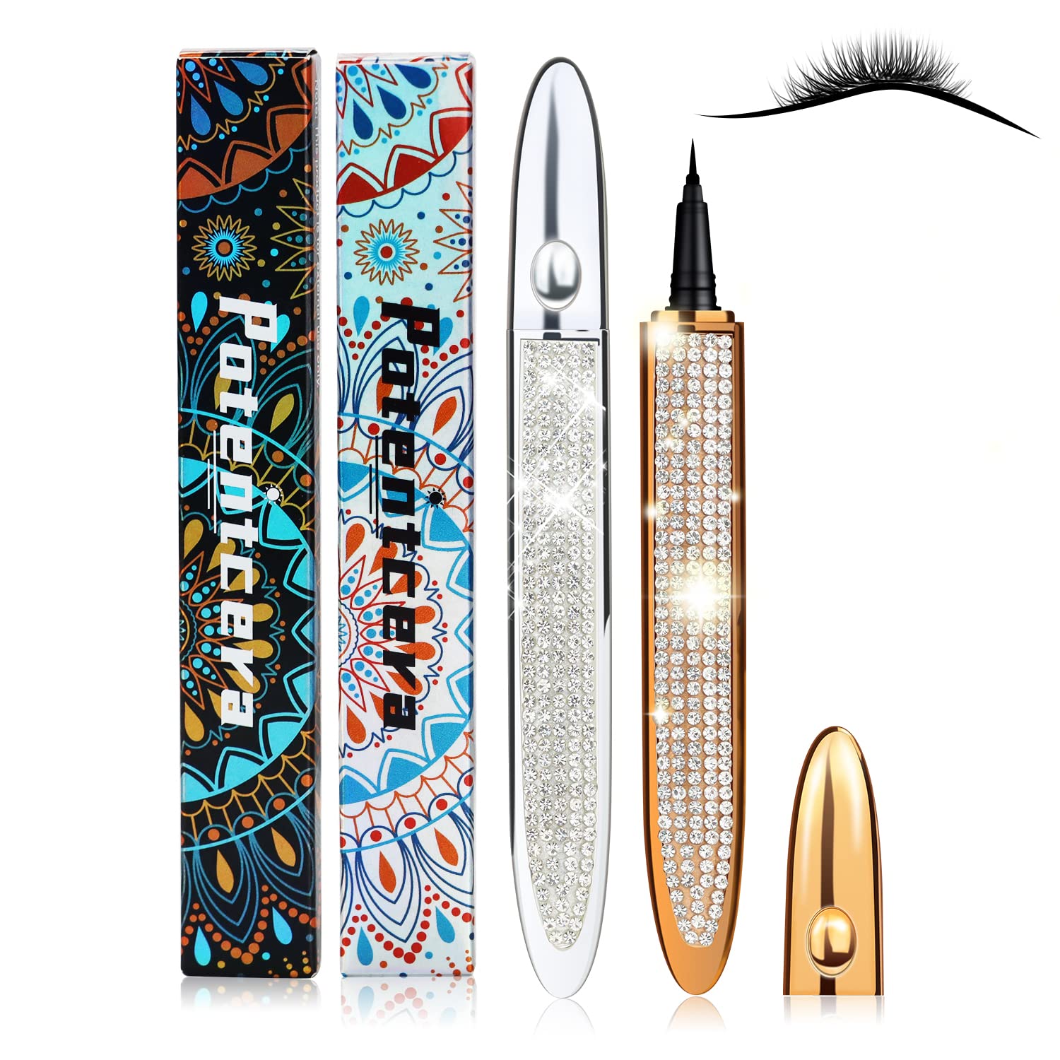 ICORIC Liquid Eyeliner Pen Waterproof & Magnetic Lash Glue Pen, No Blooming, Quick-Dry, Pack of 2