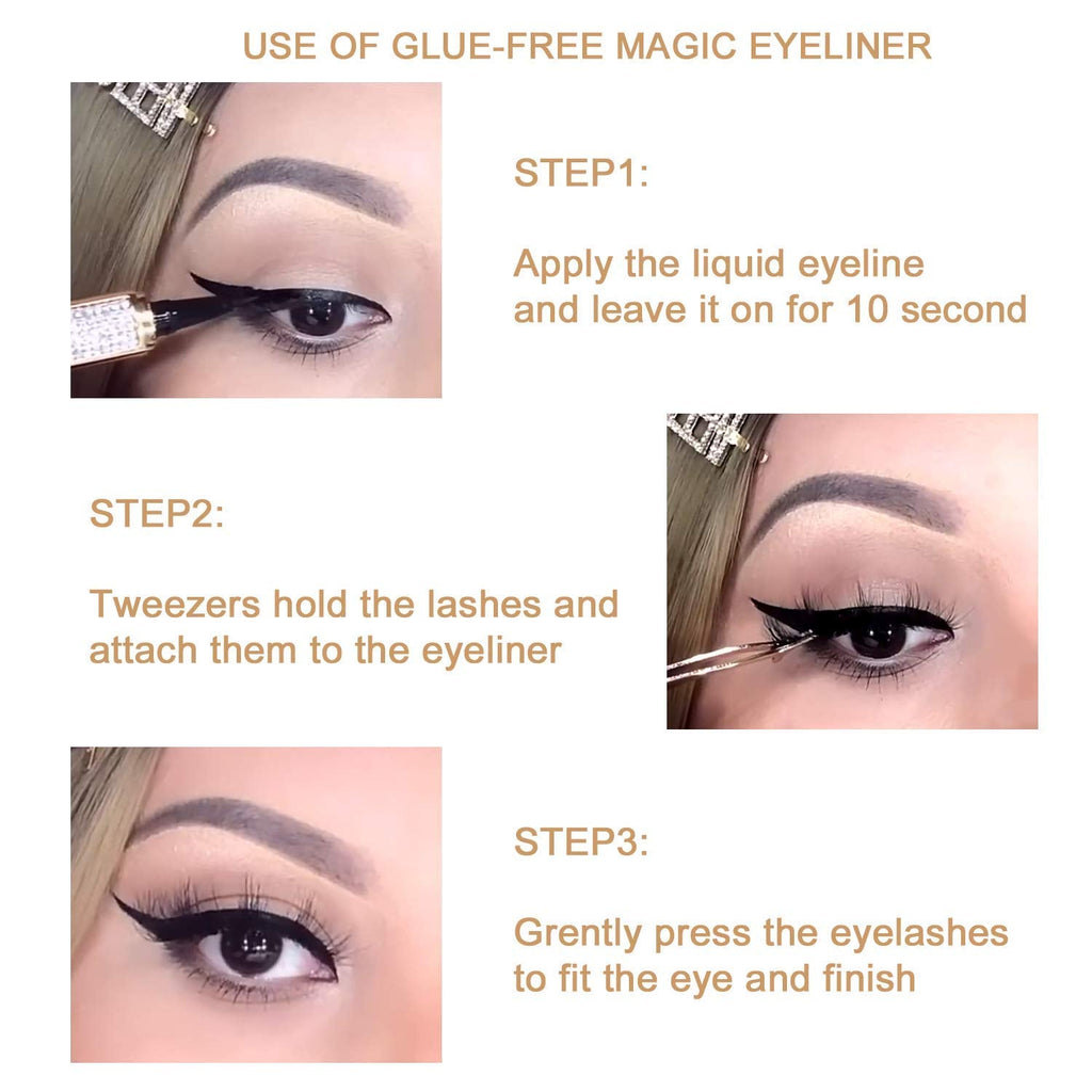 ICORIC Liquid Eyeliner Pen Waterproof & Magnetic Lash Glue Pen, No Blooming, Quick-Dry, Pack of 2