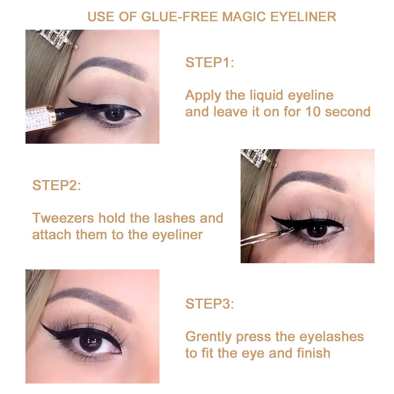 ICORIC Liquid Eyeliner Pen Waterproof & Magnetic Lash Glue Pen, No Blooming, Quick-Dry, Pack of 2