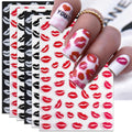 IDDFEVE 6 Sheets Lip Nail Stickers – Valentine Kiss Self-Adhesive Nail Decals for Bold Nail Art