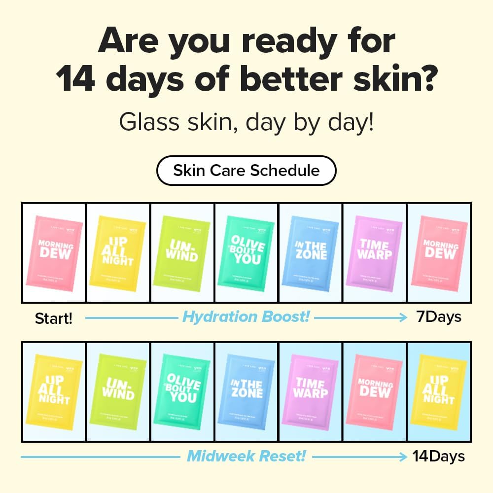 I DEW CARE Collagen Sheet Mask Variety Pack – 14 Hydrating Korean Masks for All Skin Types