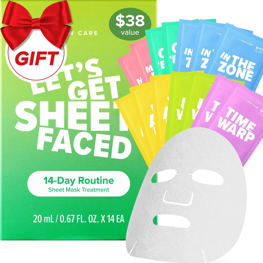 I DEW CARE Collagen Sheet Mask Variety Pack – 14 Hydrating Korean Masks for All Skin Types