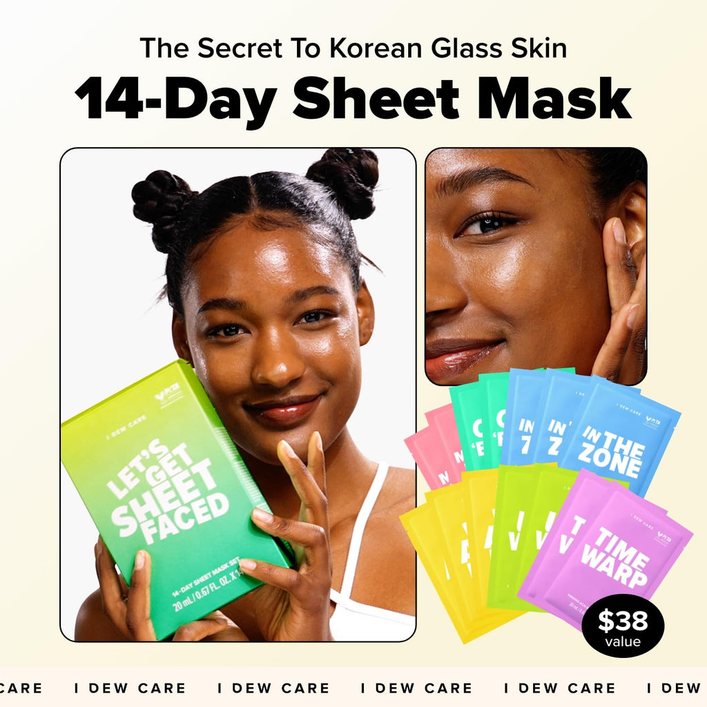 I DEW CARE Collagen Sheet Mask Variety Pack – 14 Hydrating Korean Masks for All Skin Types