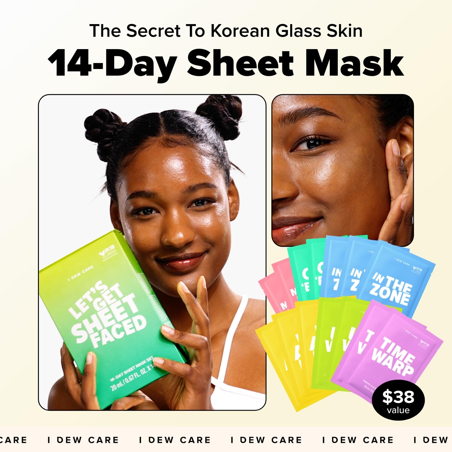 I DEW CARE Collagen Sheet Mask Variety Pack – 14 Hydrating Korean Masks for All Skin Types