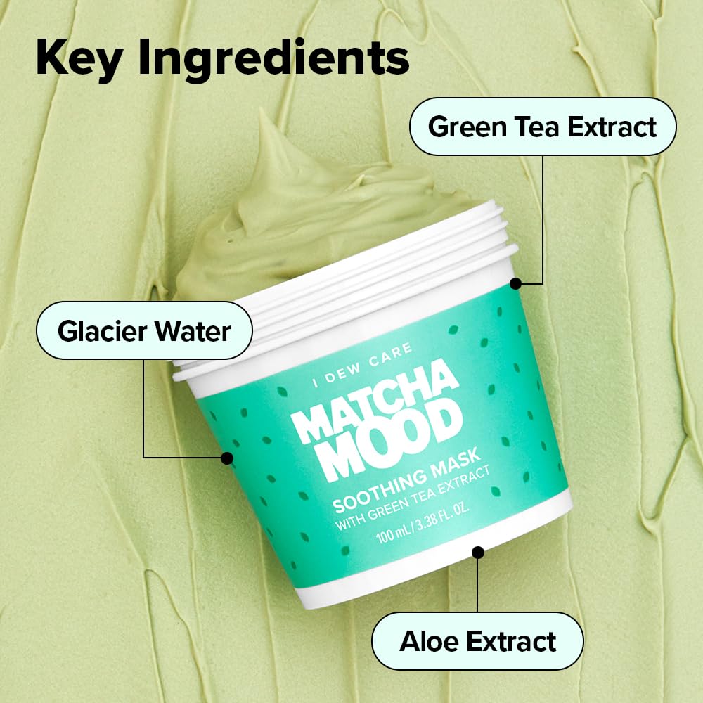 I DEW CARE Wash-Off Mask Matcha Mood – Soothing Green Tea Skincare (3.38 oz)