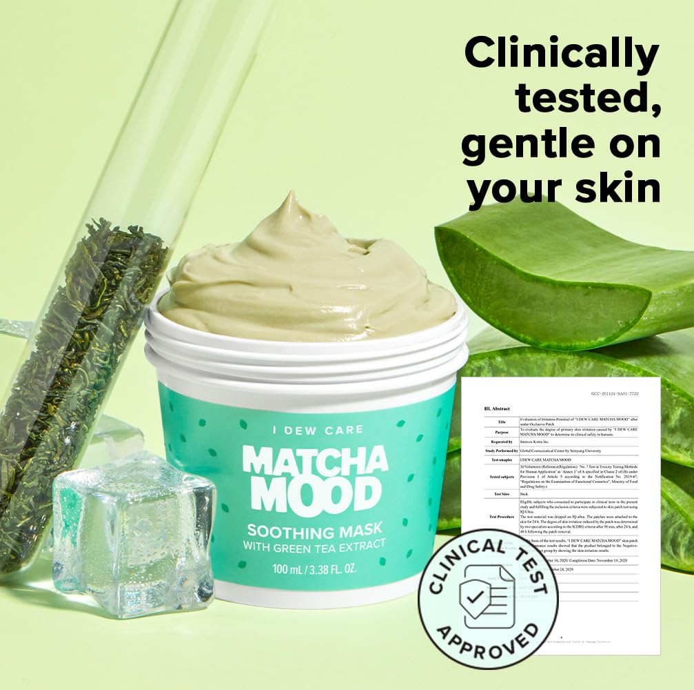 I DEW CARE Wash-Off Mask Matcha Mood – Soothing Green Tea Skincare (3.38 oz)