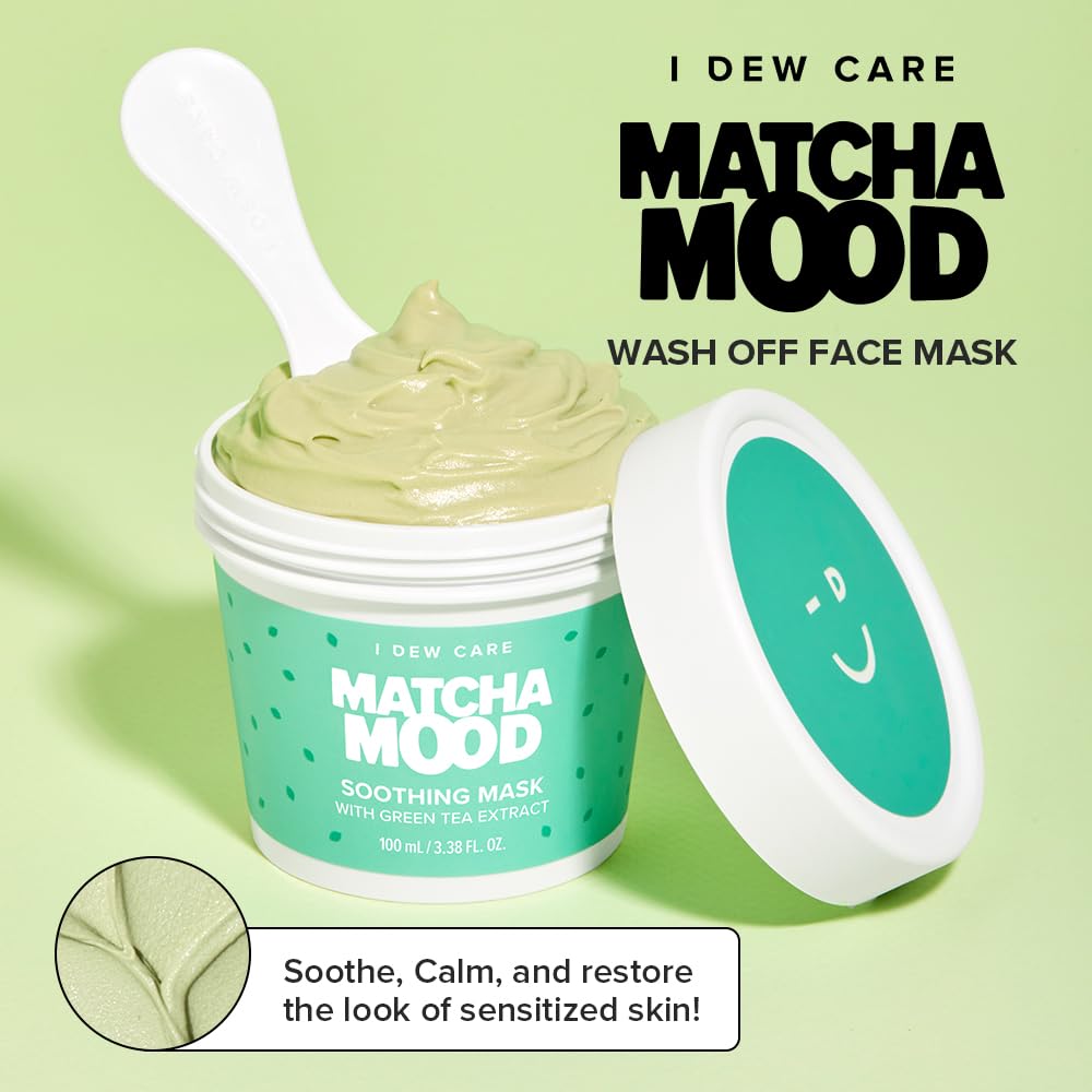 I DEW CARE Wash-Off Mask Matcha Mood – Soothing Green Tea Skincare (3.38 oz)