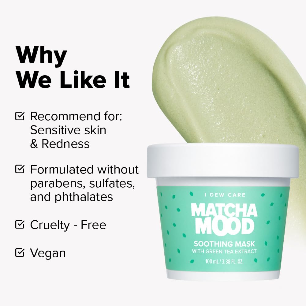 I DEW CARE Wash-Off Mask Matcha Mood – Soothing Green Tea Skincare (3.38 oz)