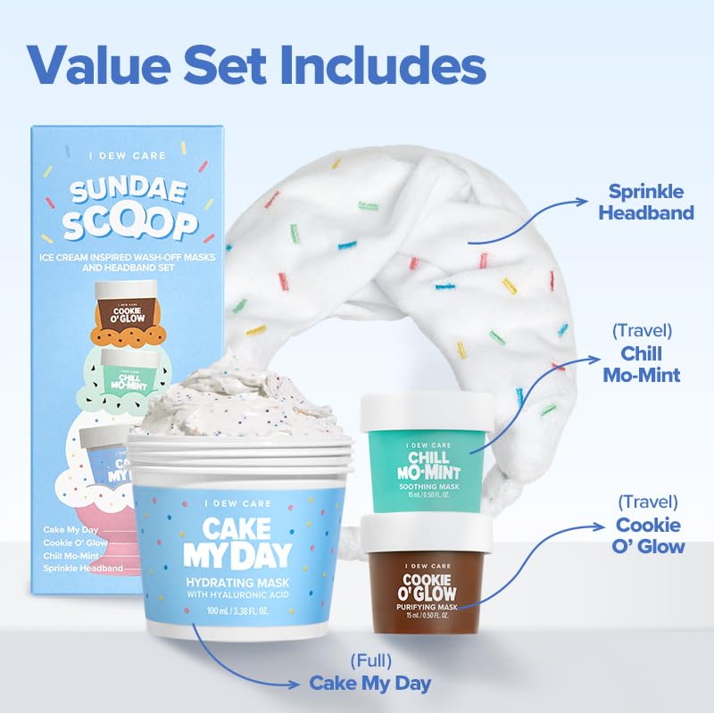 I DEW CARE Sundae Scoop Wash Off Mask Set | Hydrating Skincare for Teens