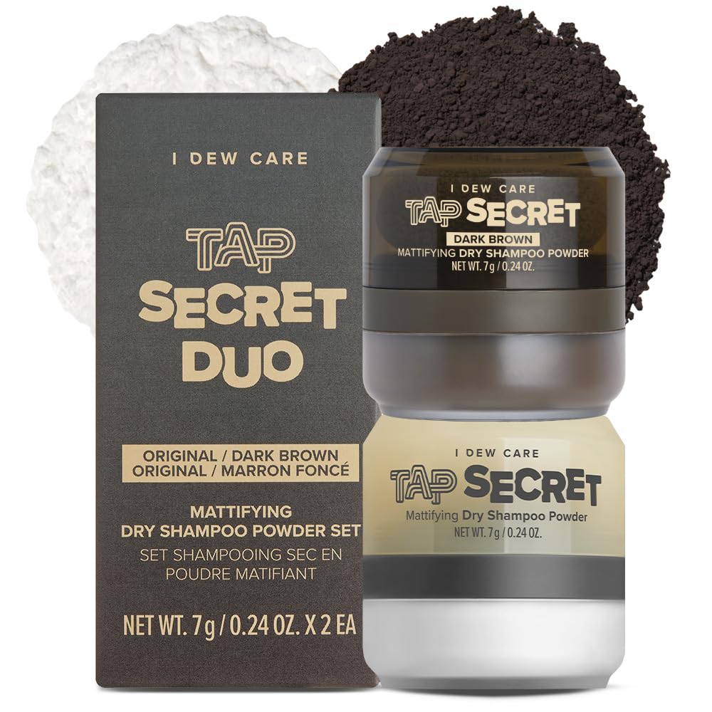 Tap Secret Biotin Dry Shampoo Duo — I DEW CARE Original & Dark Brown, Travel Size, Refillable