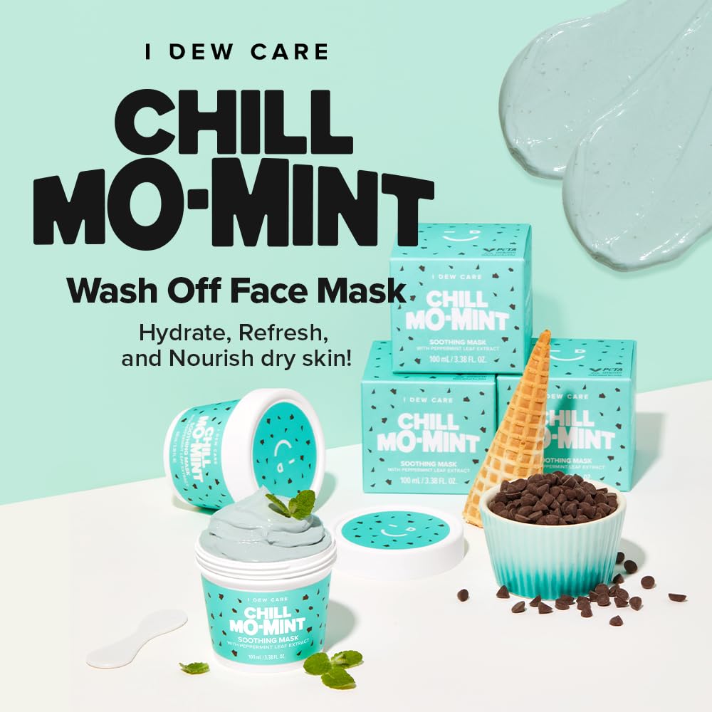 I DEW CARE Wash Off Face Mask Chill Mo-Mint – Soothing Peppermint, Korean Skincare 3.38 oz