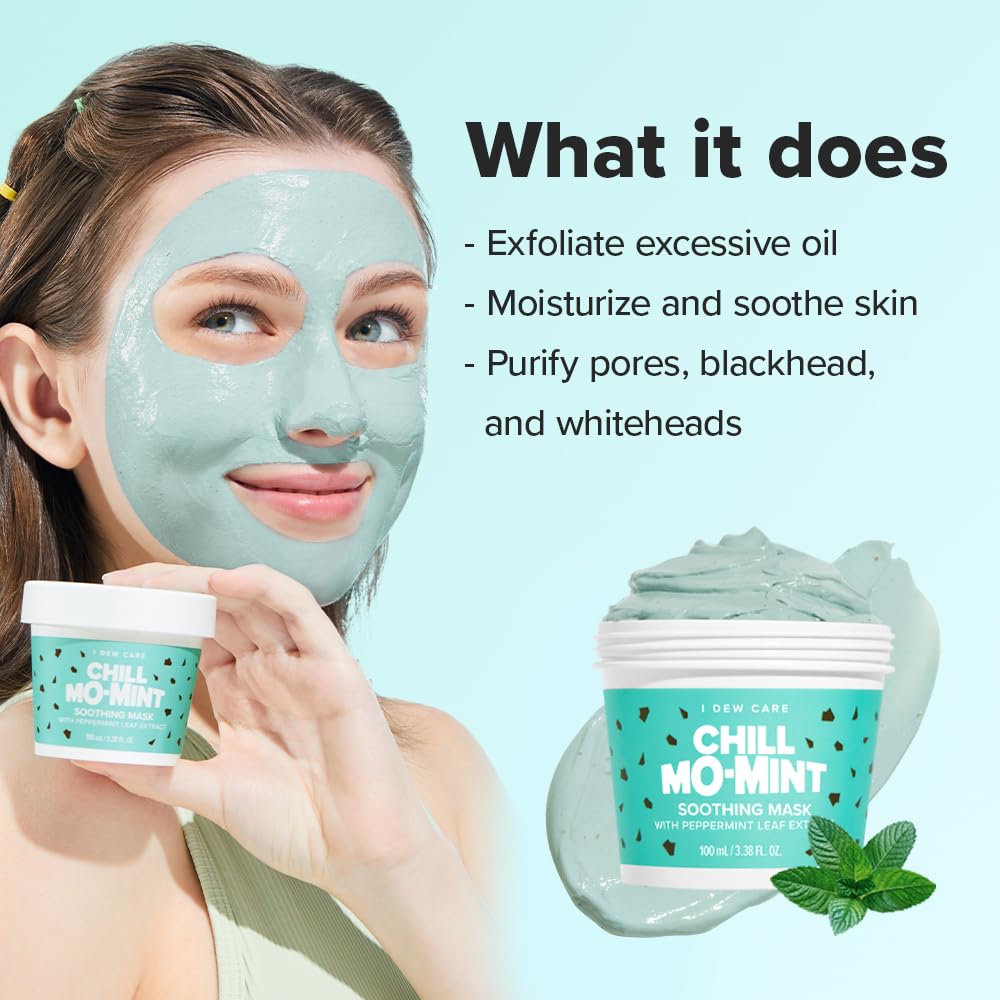 I DEW CARE Wash Off Face Mask Chill Mo-Mint – Soothing Peppermint, Korean Skincare 3.38 oz