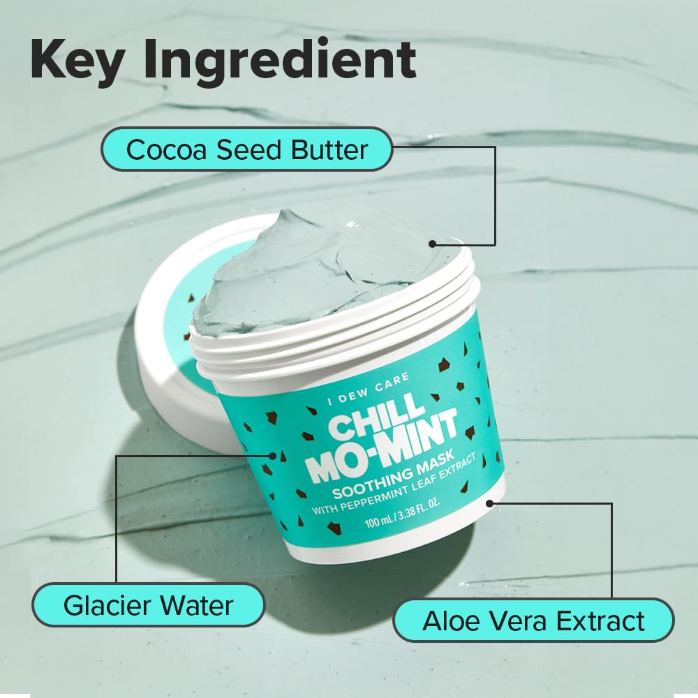 I DEW CARE Wash Off Face Mask Chill Mo-Mint – Soothing Peppermint, Korean Skincare 3.38 oz
