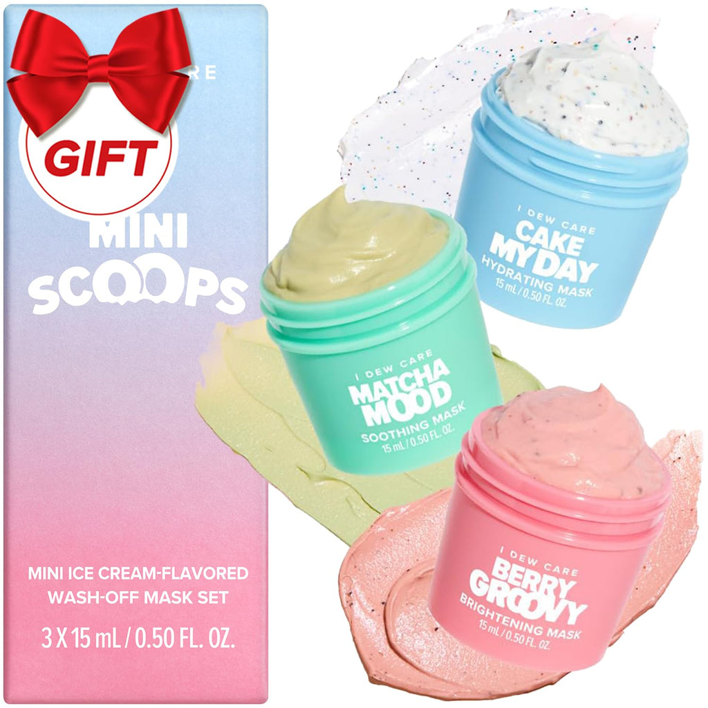 I DEW CARE Wash Off Mask Gift Set – Mini Scoops Trio (Cake My Day, Matcha Mood, Berry Groovy)