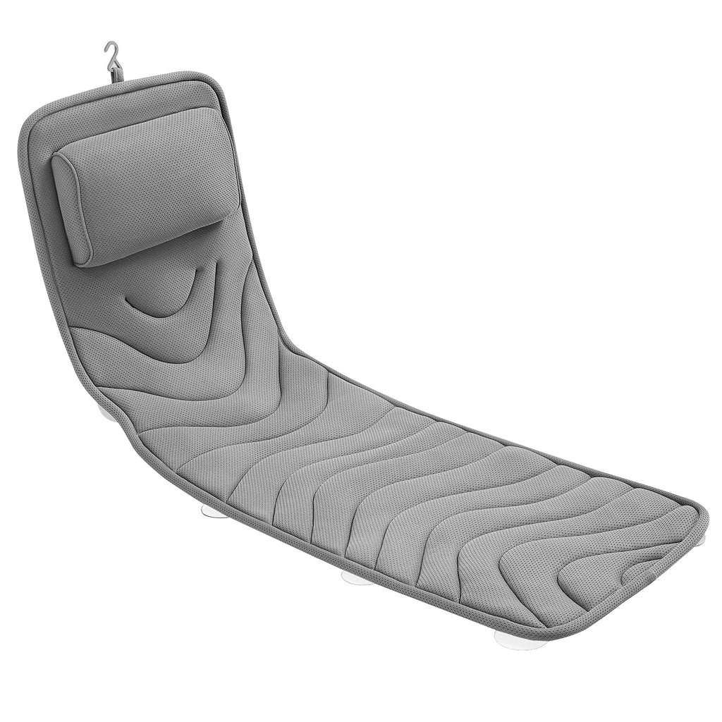 Idle Hippo Full Body Bath Pillow – Non-Slip Spa Cushion, 50 x 15 in, Grey