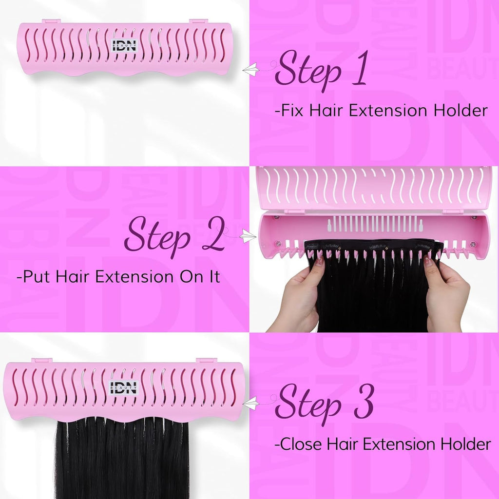 IDN BEAUTY Hair Extension Holder Stand – 4 Installation Modes (Rose)