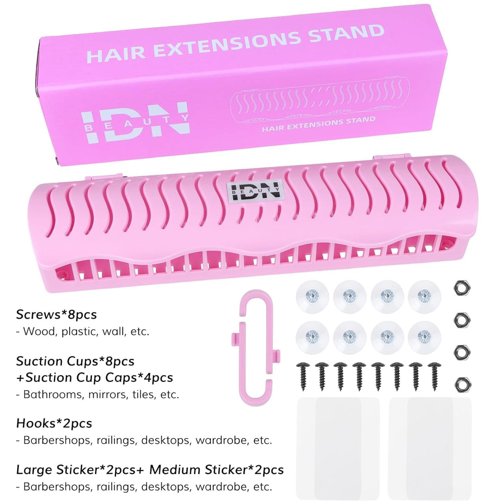 IDN BEAUTY Hair Extension Holder Stand – 4 Installation Modes (Rose)