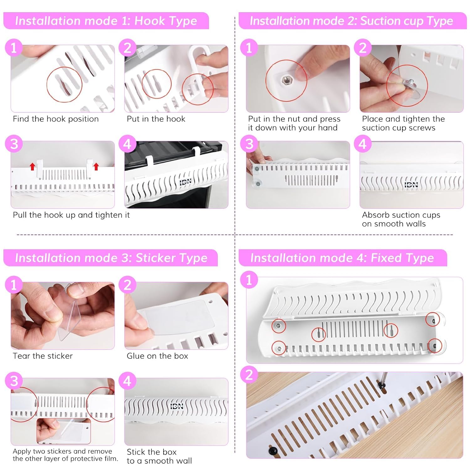 IDN BEAUTY Hair Extension Holder Stand – 4 Installation Modes (Rose)
