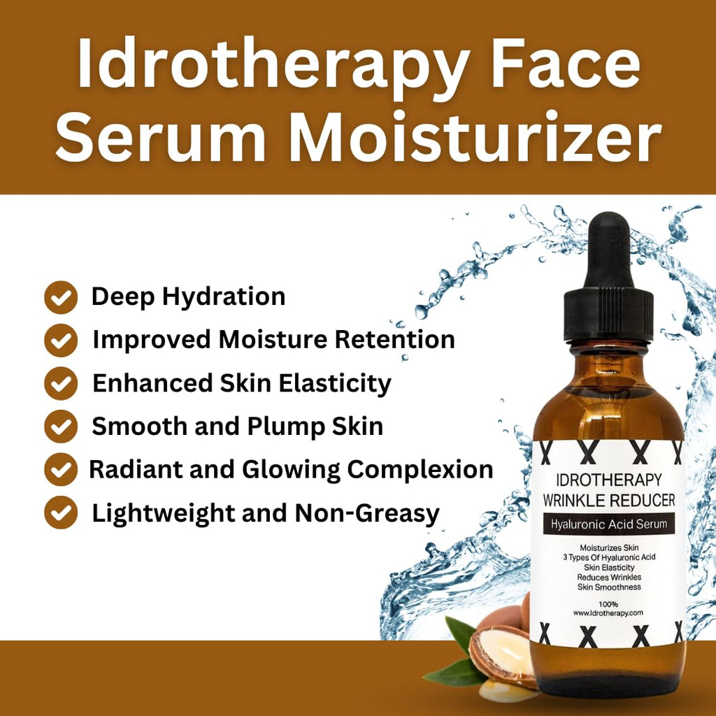 Idrotherapy Hyaluronic Serum – 3 HA Types + Argan Oil & Vitamin E (2 oz / 60 ml)