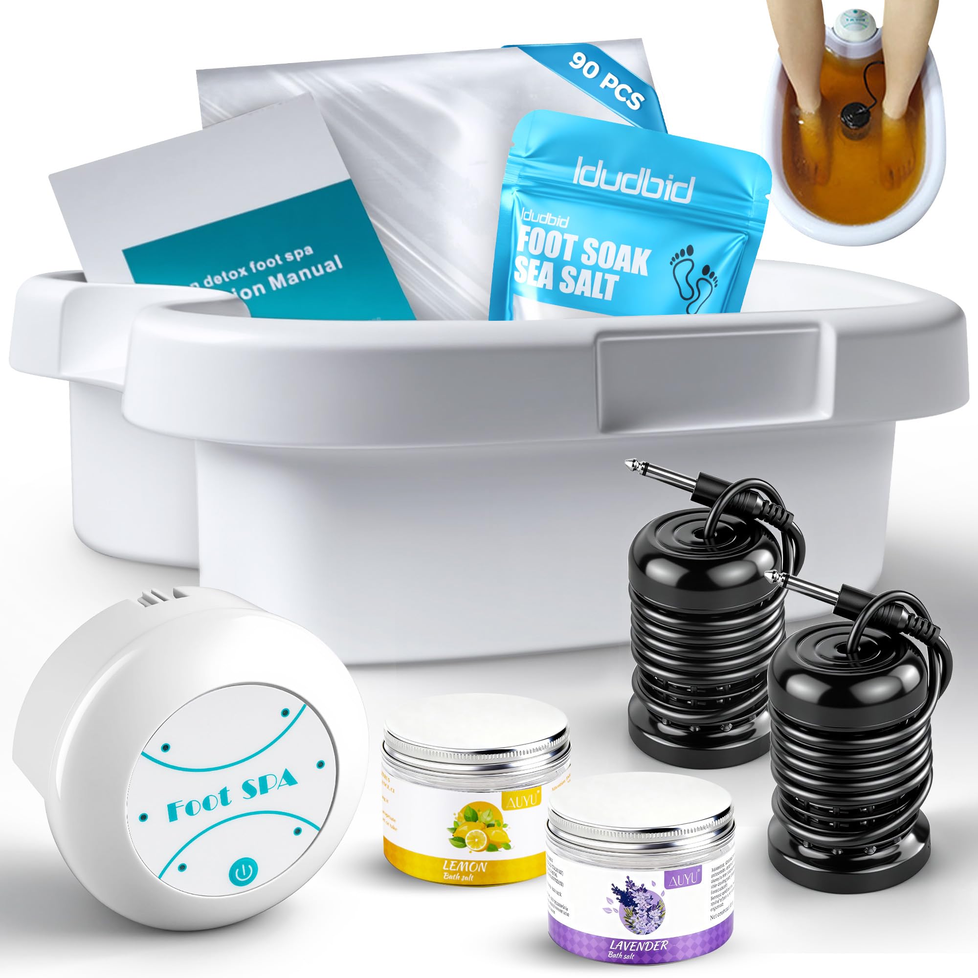 Idudbid Ionic Foot Bath Detox Machine - Home Spa Detox Kit (Array x2 + Liner)