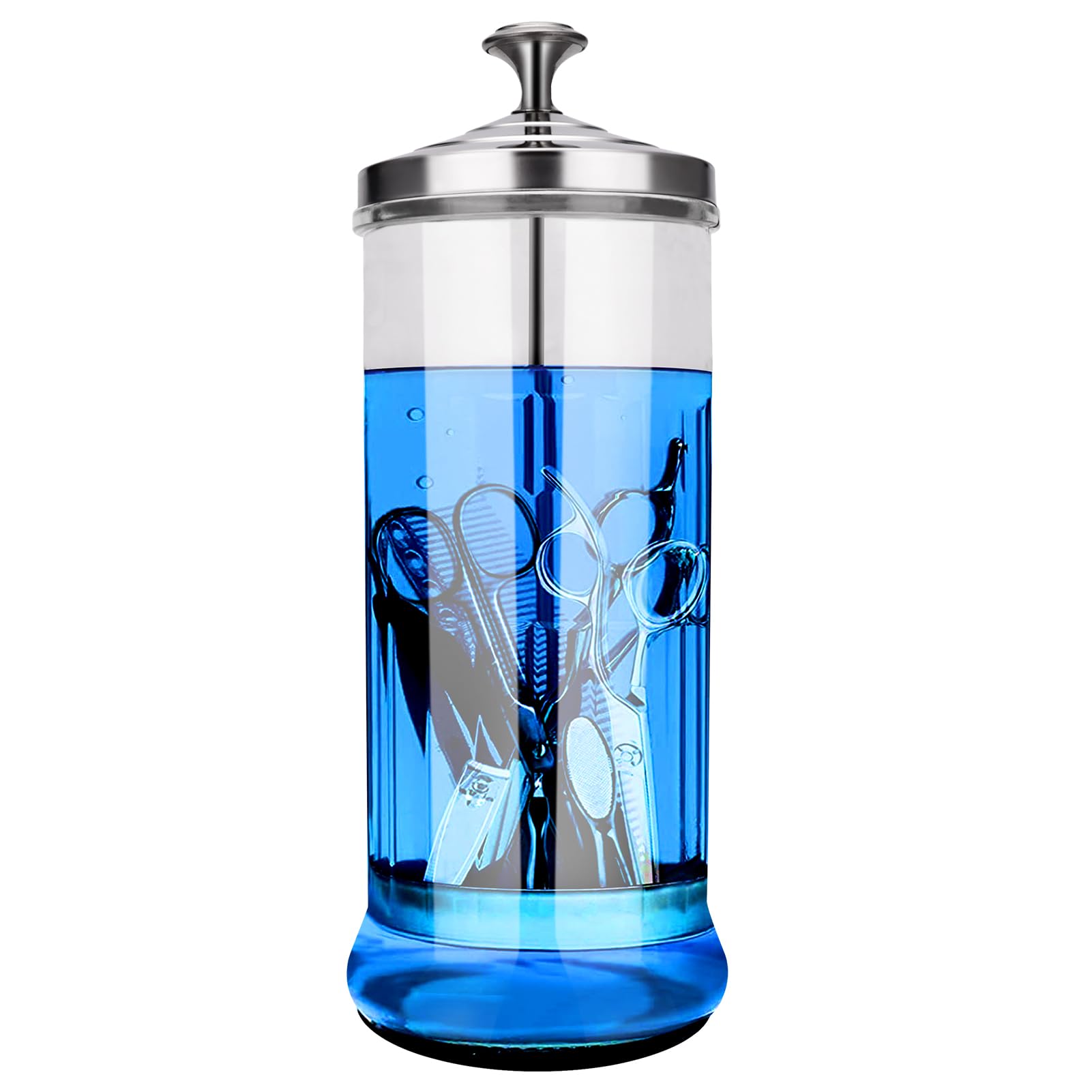 IEBARBER Disinfectant Sterilizer Jar – 37oz Glass with Removable Filter Basket for Salon Tools