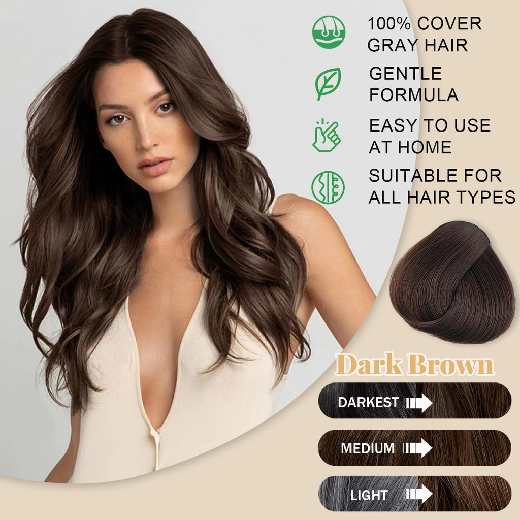 iemokoda Dark Brown Hair Color Shampoo — 3-in-1 Grey Coverage in 15 Minutes (500ml)