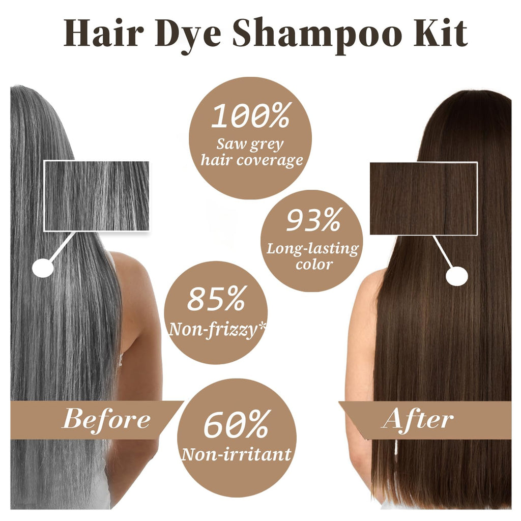 iemokoda Dark Brown Hair Dye Shampoo — 3-in-1 Color, 100% Gray Coverage in Minutes
