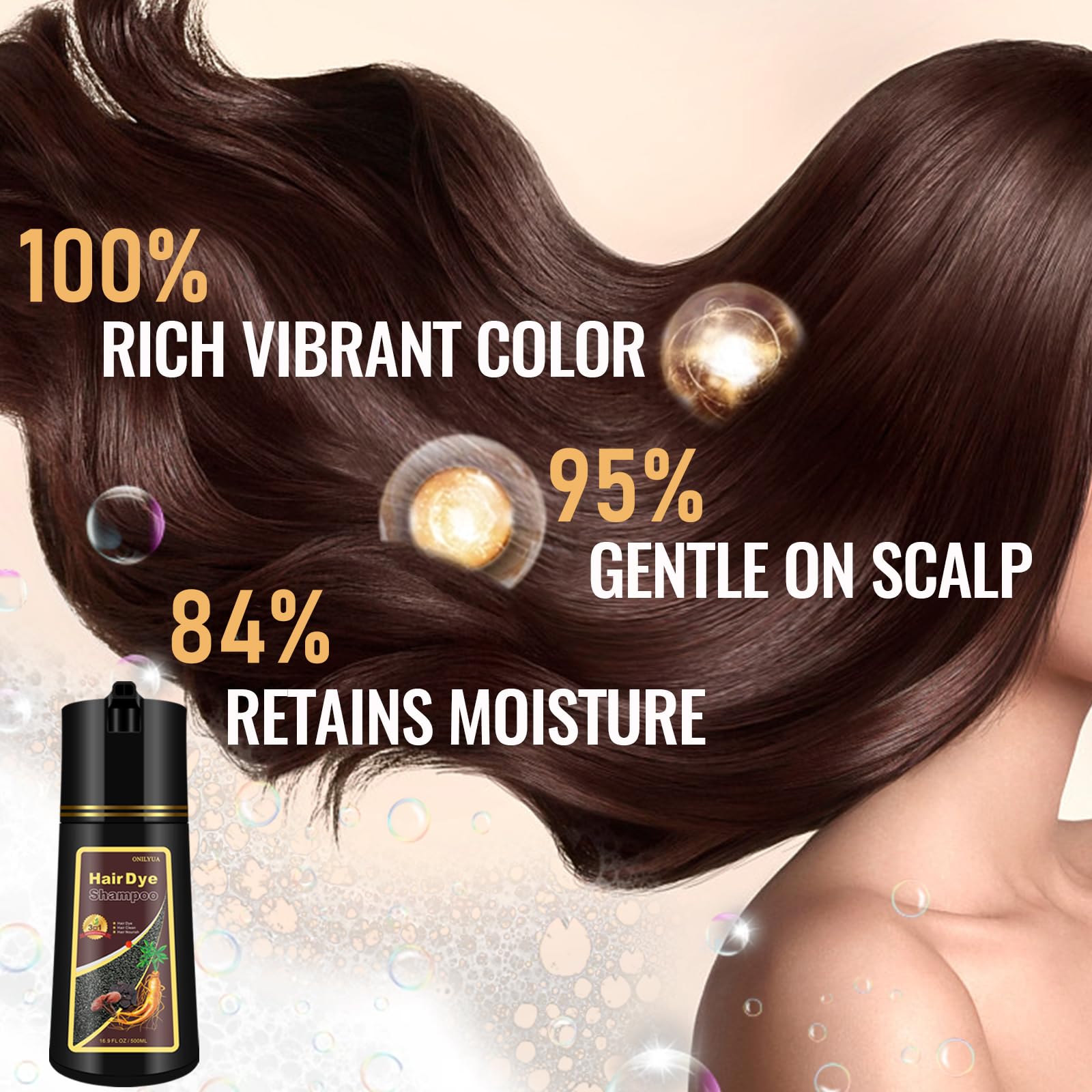 iemokoda Dark Brown Hair Color Shampoo — 3-in-1 Grey Coverage in 15 Minutes (500ml)