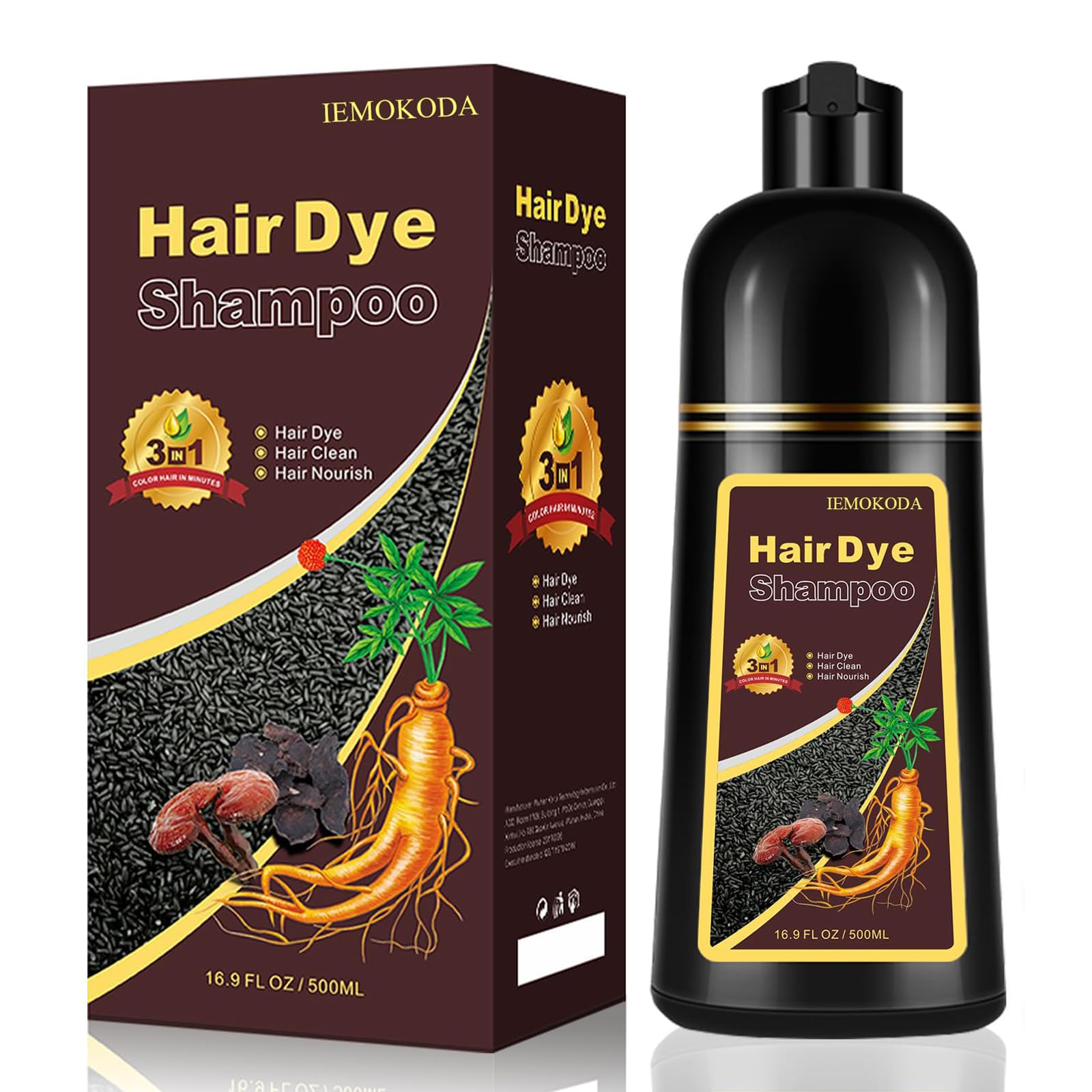 iemokoda Light Brown Hair Dye Shampoo — 3-in-1 Gray Coverage for All Hair Types