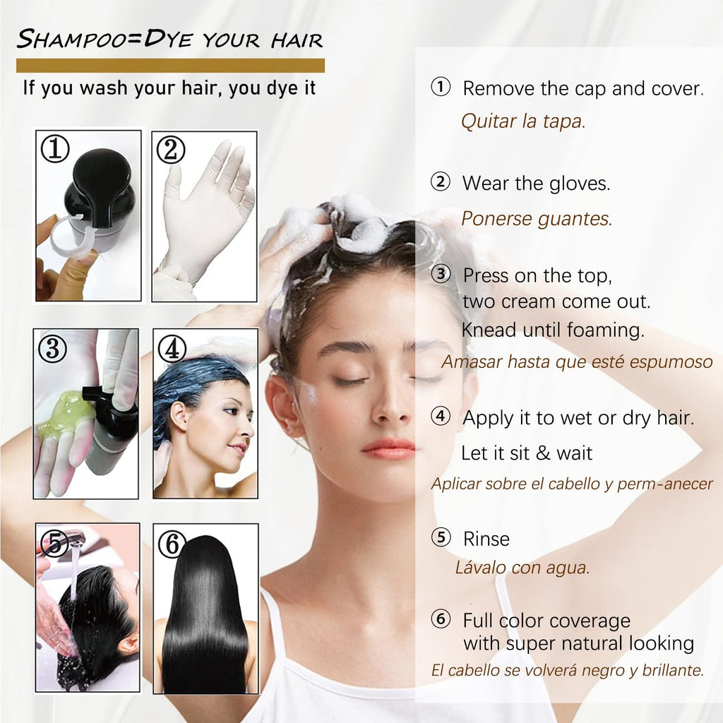 iemokoda Light Brown Hair Dye Shampoo — 3-in-1 Gray Coverage for All Hair Types