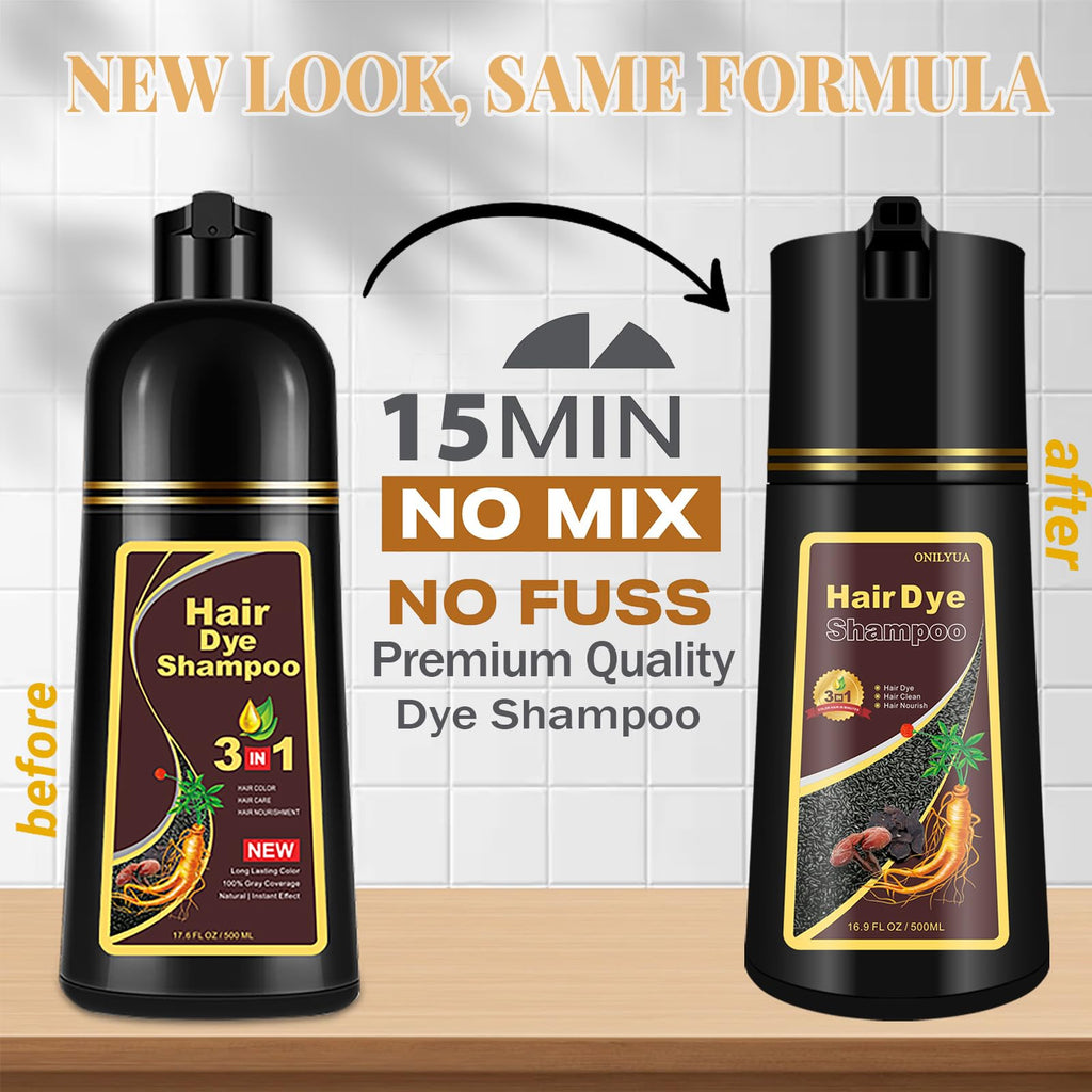 iemokoda Dark Brown Hair Color Shampoo — 3-in-1 Grey Coverage in 15 Minutes (500ml)