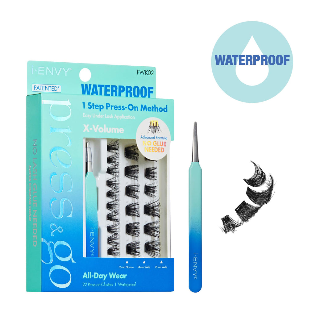 i•ENVY Press&Go Waterproof Self-Adhesive Lashes — No Glue, 22 Reusable Clusters