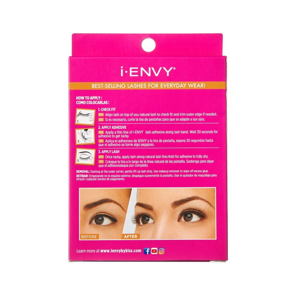 iENVY by KISS Au Naturale Human Hair Lashes – Natural Style, 5 Pairs per Pack, Pack of 2 (KPEM08)