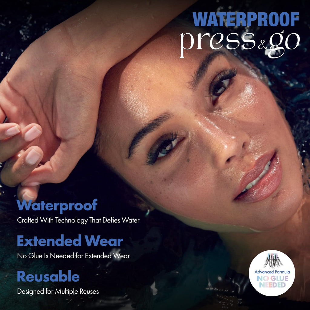 i•ENVY Press&Go Waterproof Self-Adhesive Lashes — No Glue, 22 Reusable Clusters