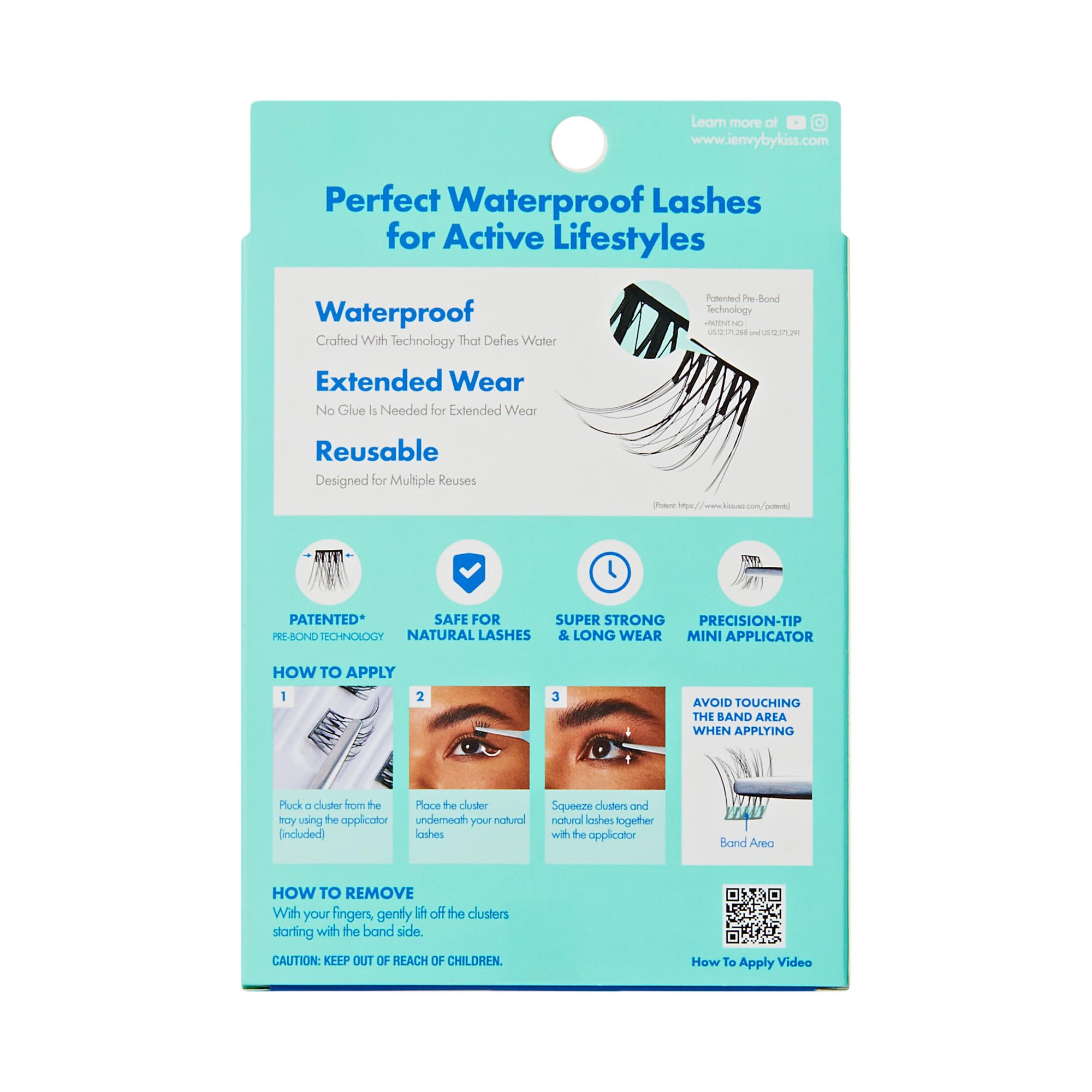 i•ENVY Press&Go Waterproof Self-Adhesive Lashes — No Glue, 22 Reusable Clusters